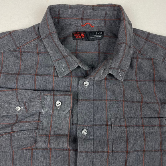 Mountain Hardwear Other - Mountain Hardwear Mens Gray Orange Grid Flannel Button Down Shirt Large L/G
